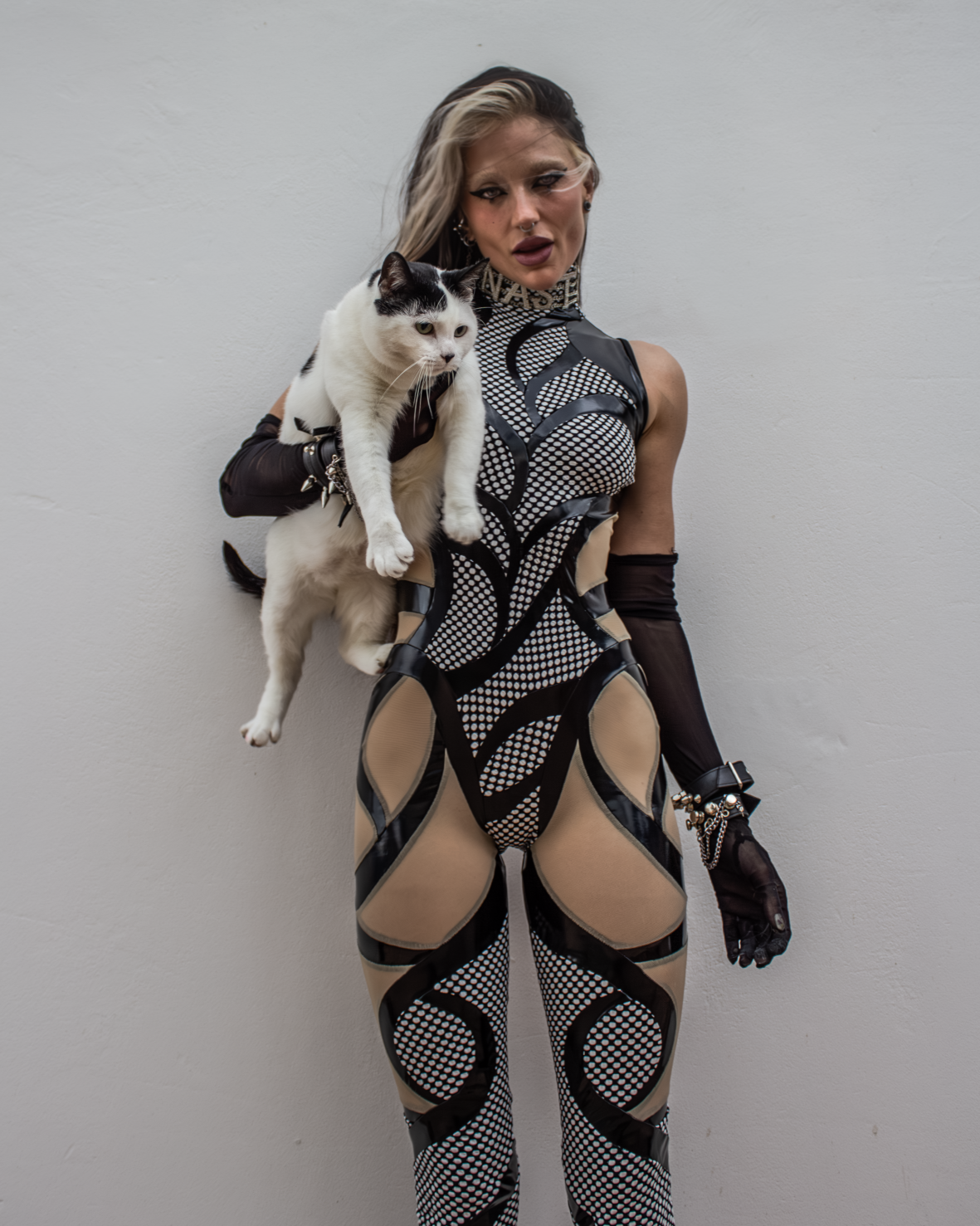 Yvonne Full catsuit (black & white)