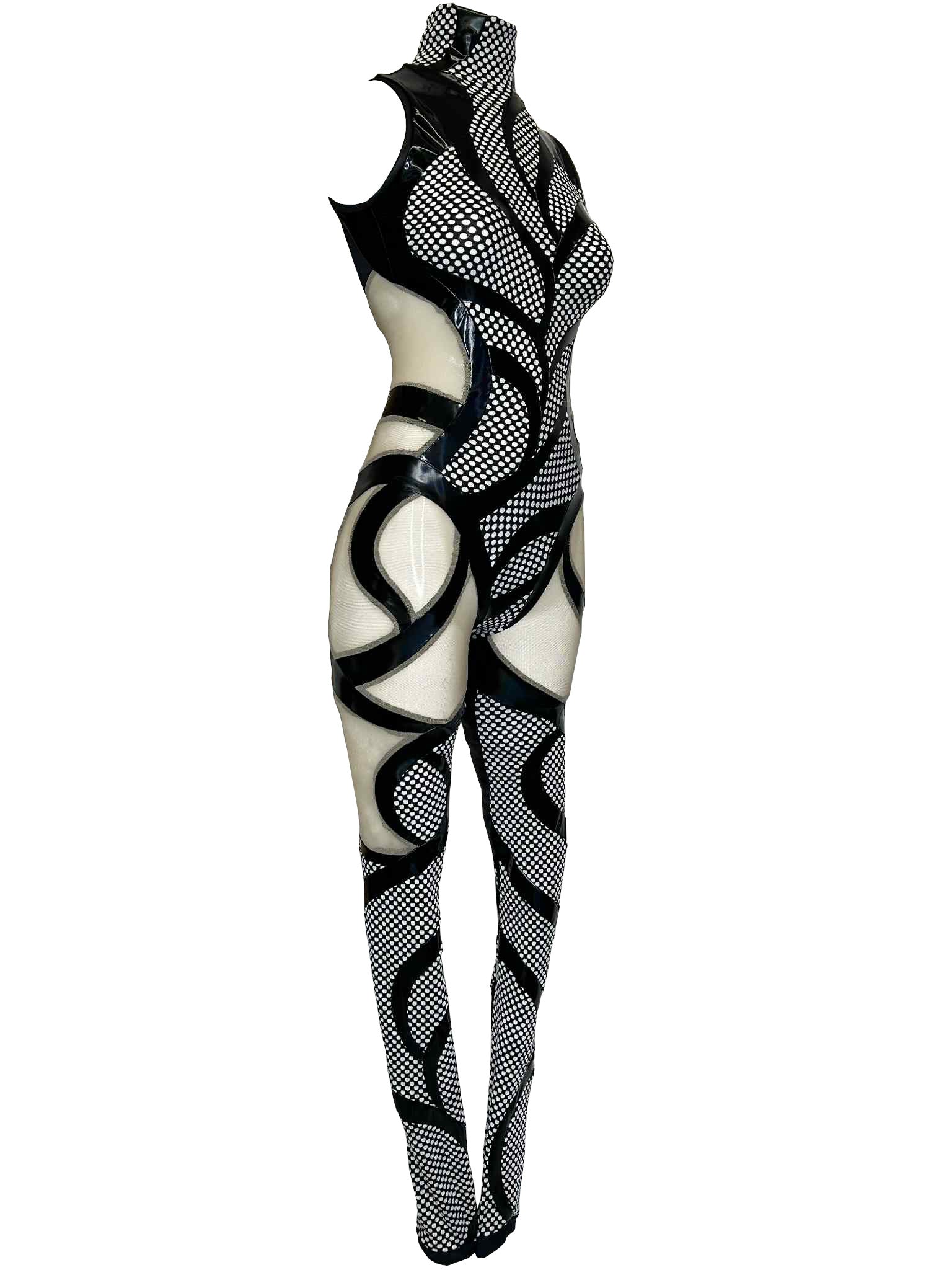Yvonne Full catsuit (black & white)
