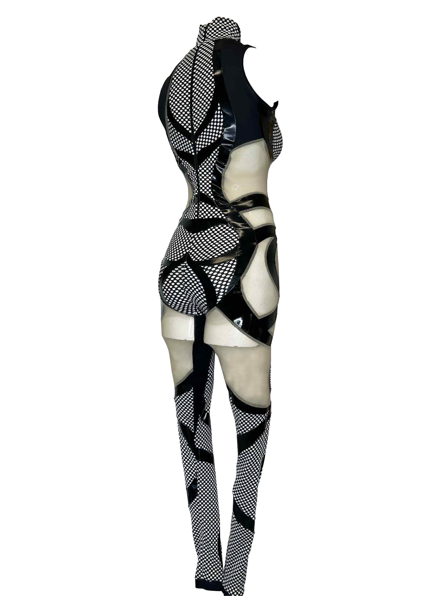 Yvonne Full catsuit (black & white)