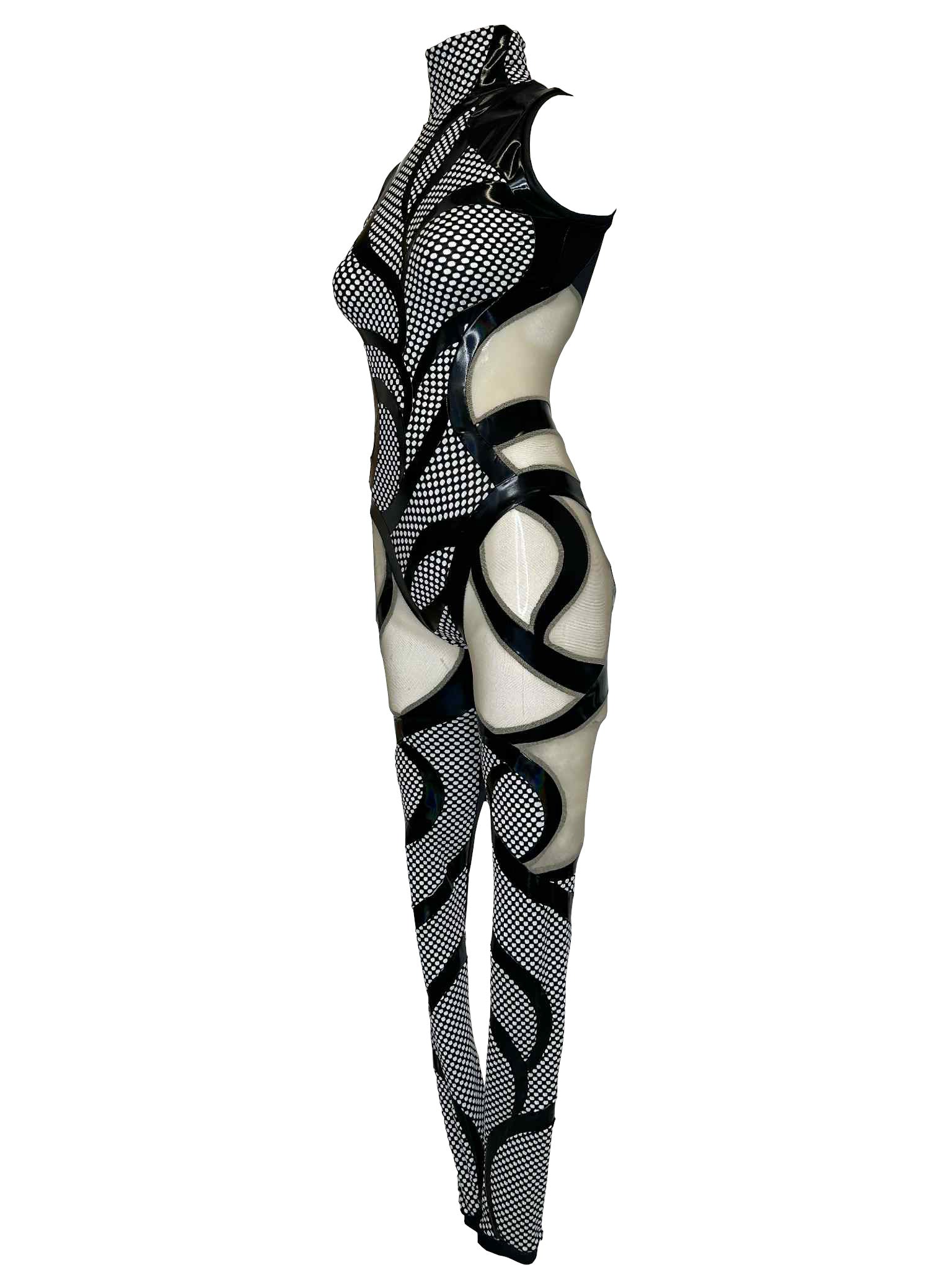 Yvonne Full catsuit (black & white)